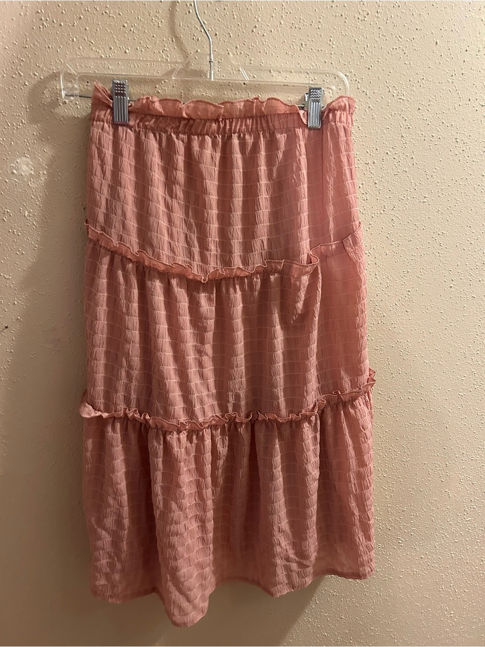 Women's Pink Tiered Midi Skirt size small